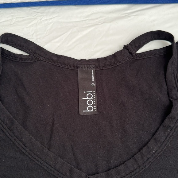 Bobi Los Angeles black v-neck t-shirt dress - Picture 8 of 11